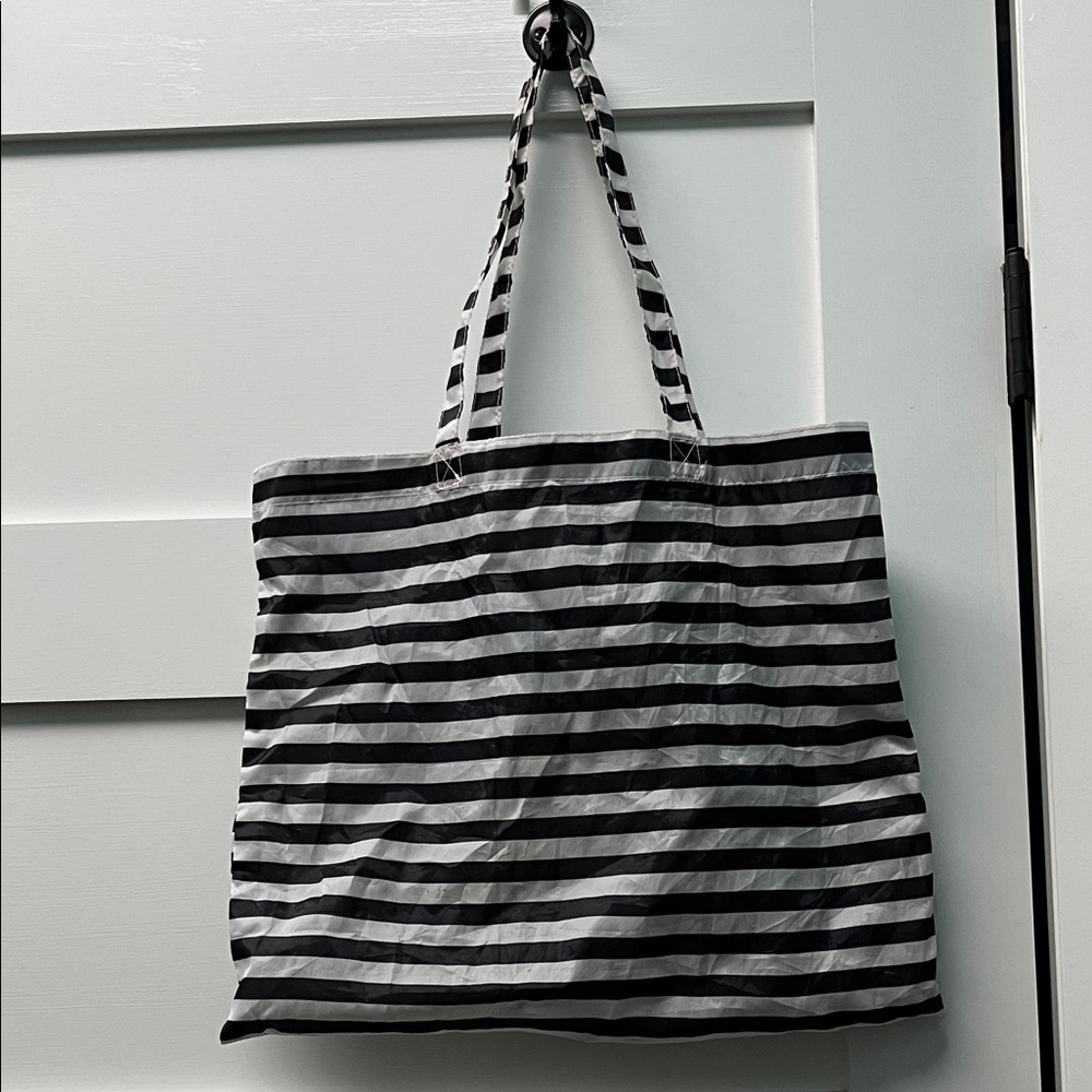 H&M Black and White Striped Tote Bag
